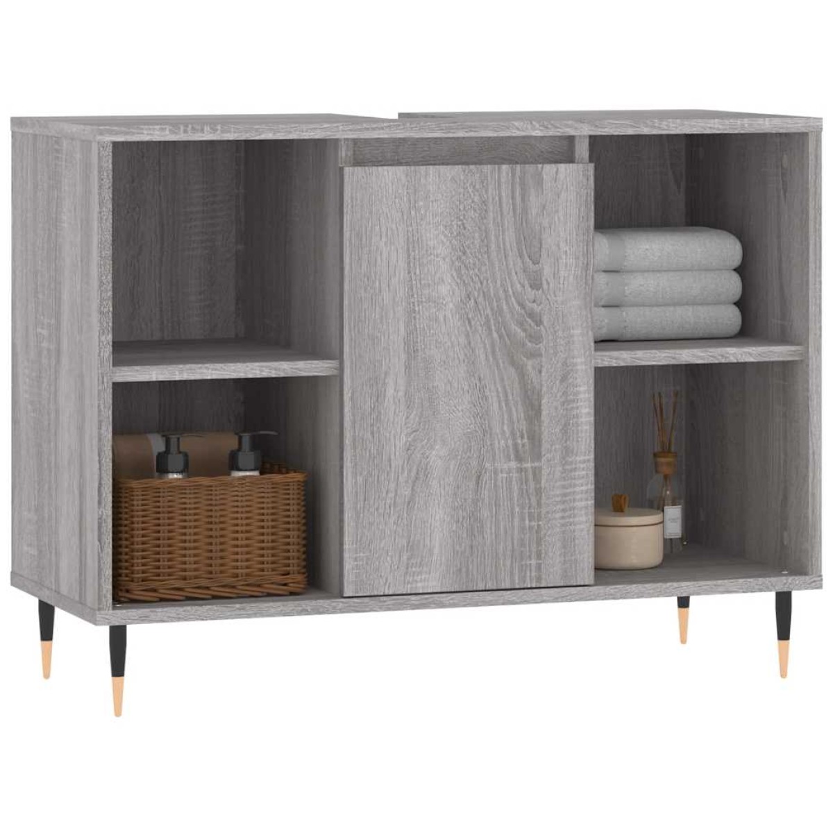 vidaXL Ντουλάπι Μπάνιου Γκρι Sonoma 80 x 33 x 60 εκ. από Επεξεργ. Ξύλο