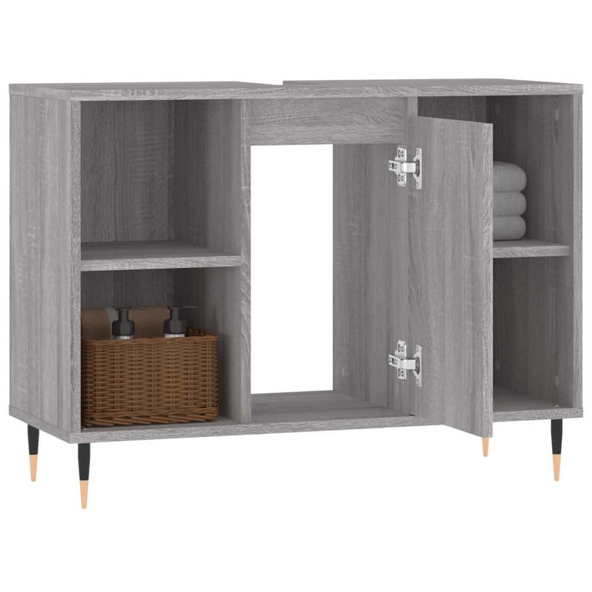 vidaXL Ντουλάπι Μπάνιου Γκρι Sonoma 80 x 33 x 60 εκ. από Επεξεργ. Ξύλο