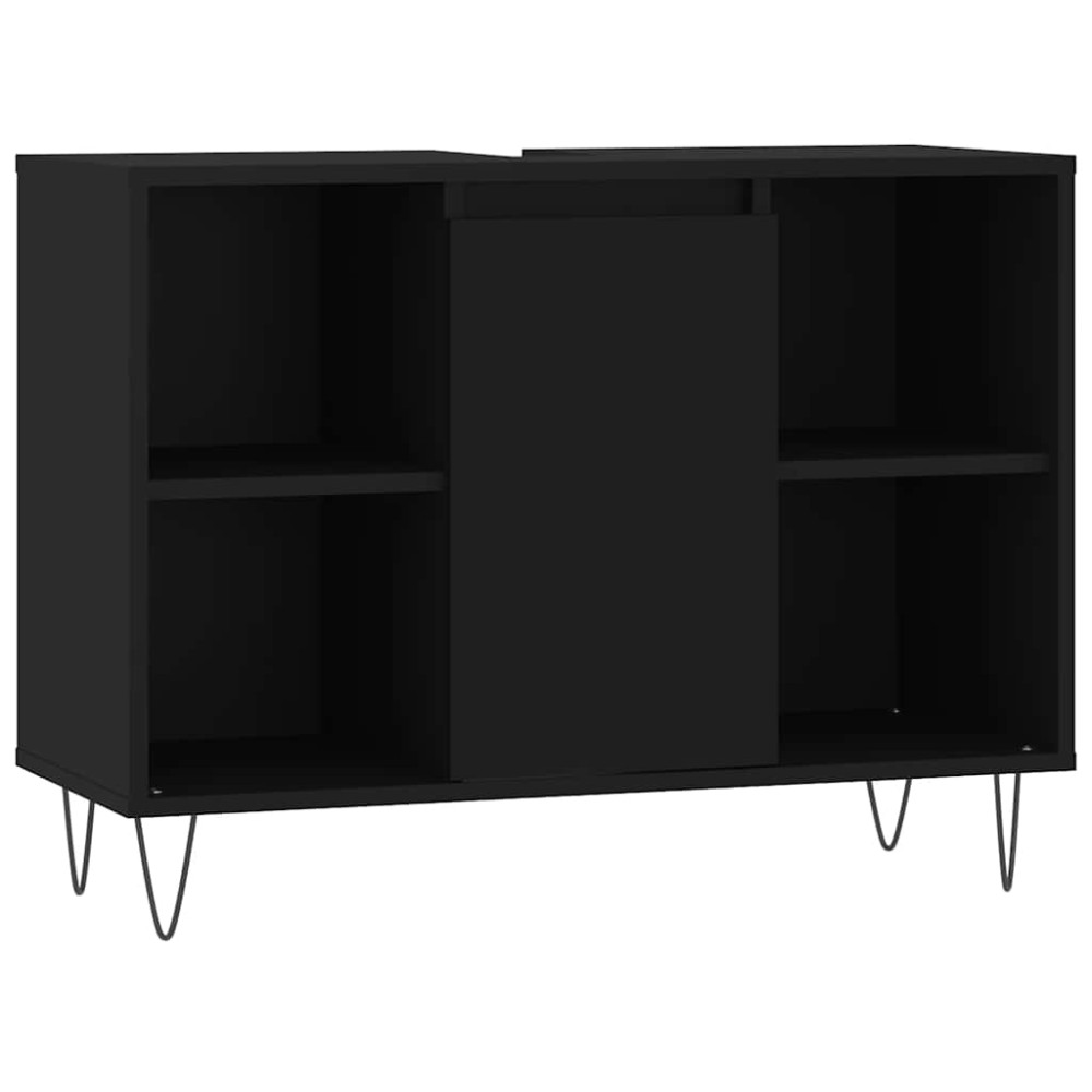 vidaXL Ντουλάπι Μπάνιου Μαύρο 80 x 33 x 60 εκ. από Επεξεργασμένο Ξύλο