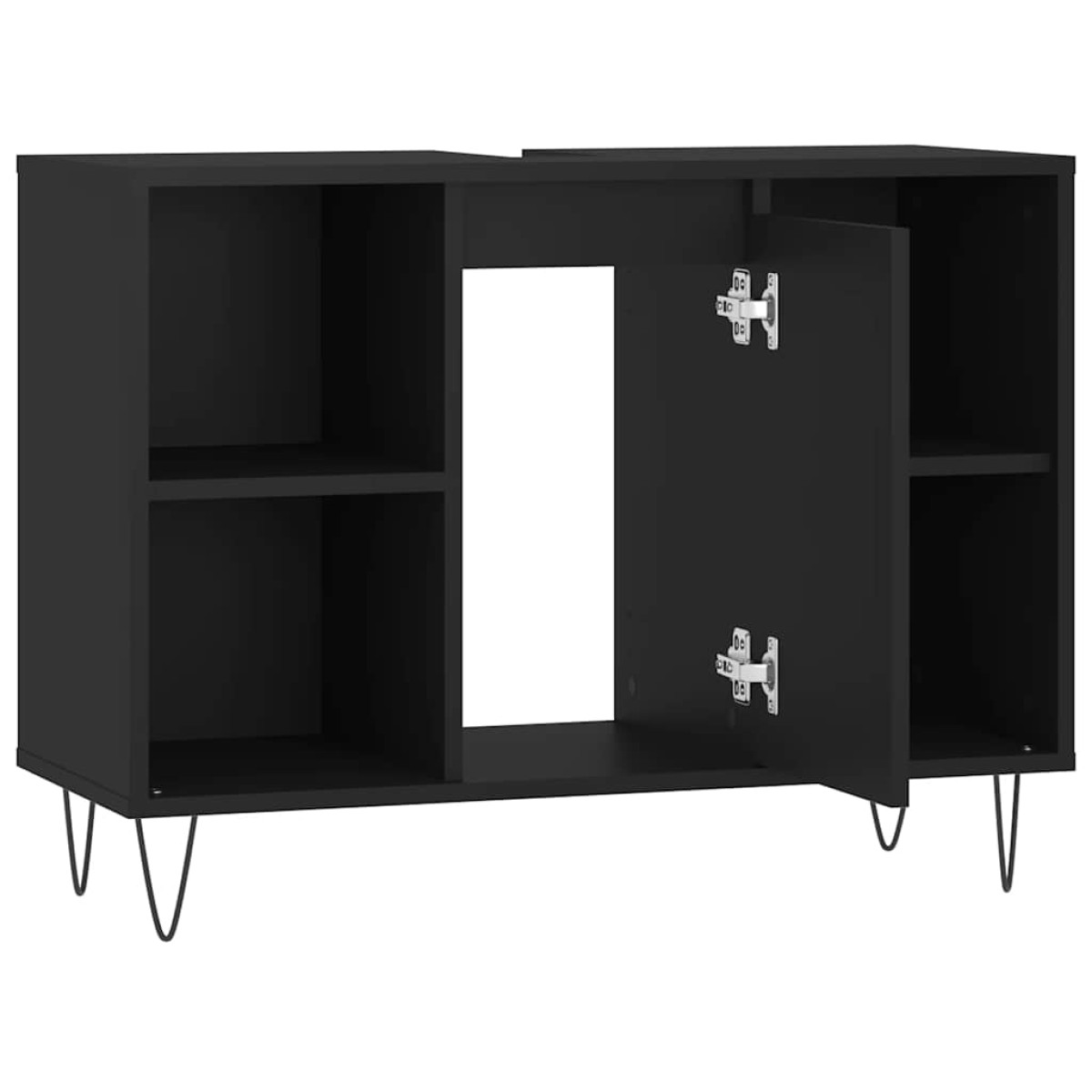 vidaXL Ντουλάπι Μπάνιου Μαύρο 80 x 33 x 60 εκ. από Επεξεργασμένο Ξύλο