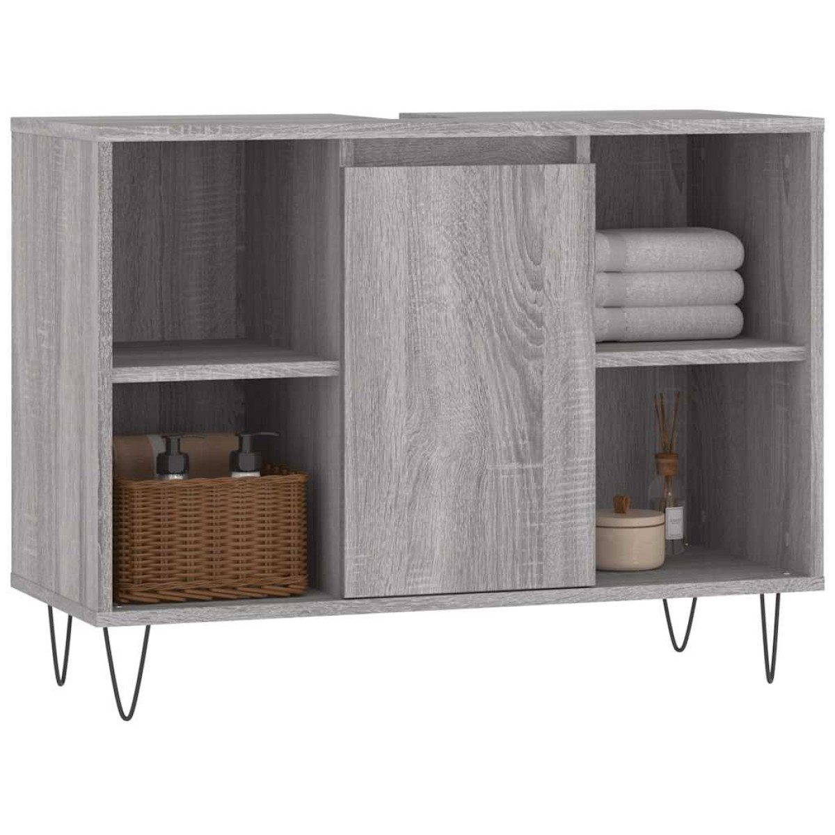 vidaXL Ντουλάπι Μπάνιου Γκρι Sonoma 80 x 33 x 60 εκ. από Επεξεργ. Ξύλο
