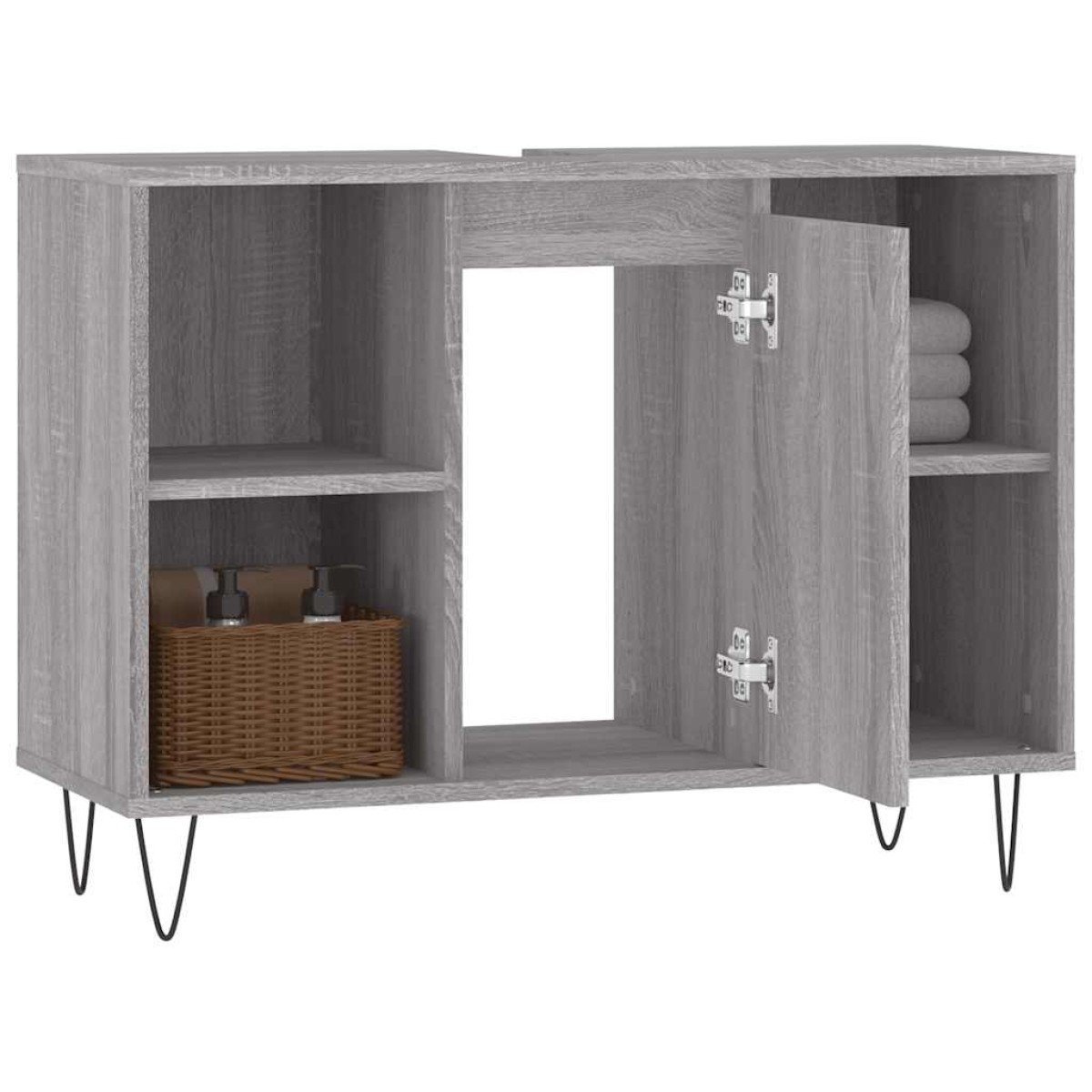 vidaXL Ντουλάπι Μπάνιου Γκρι Sonoma 80 x 33 x 60 εκ. από Επεξεργ. Ξύλο