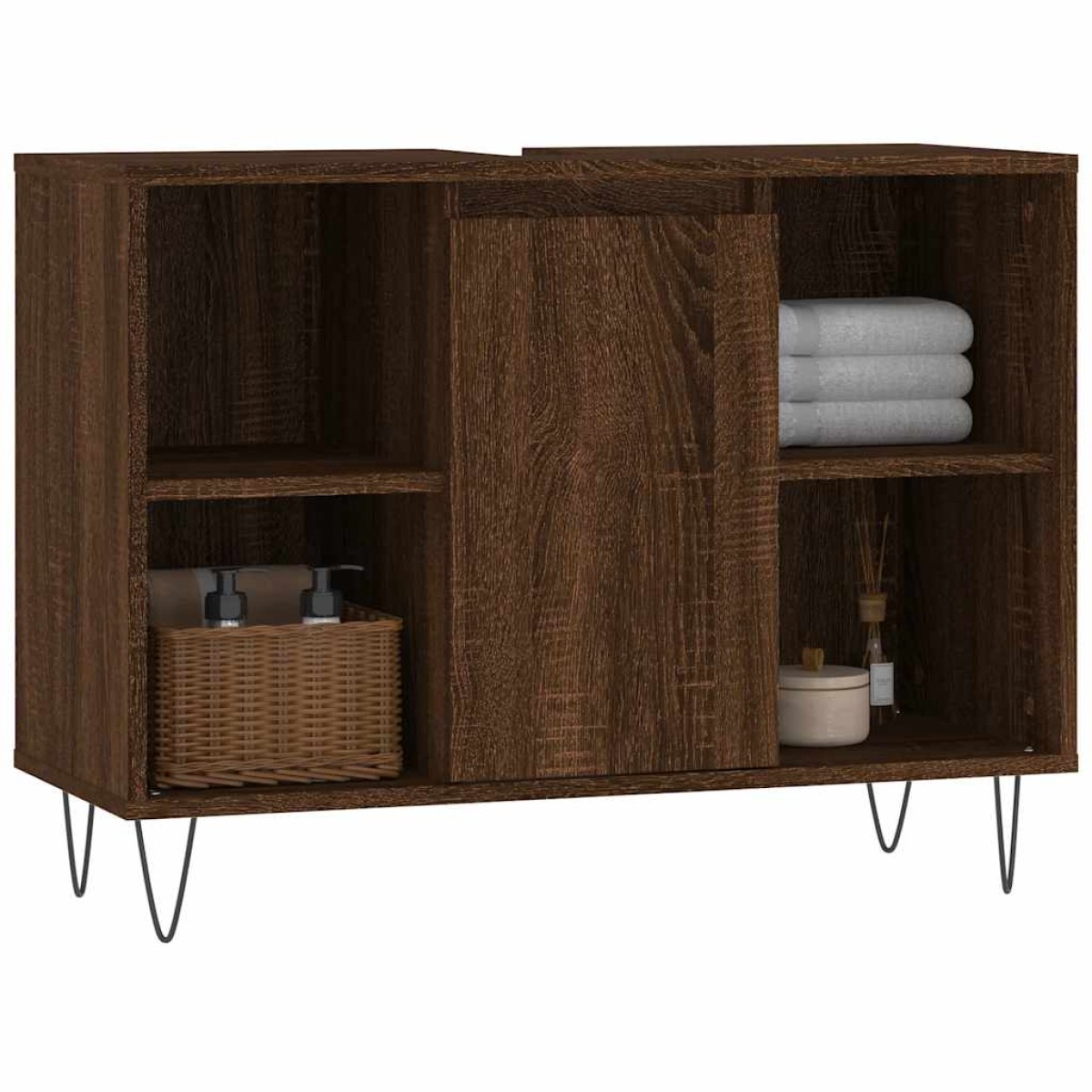 vidaXL Ντουλάπι Μπάνιου Καφέ Δρυς 80 x 33 x 60 εκ. Επεξεργασμένο Ξύλο