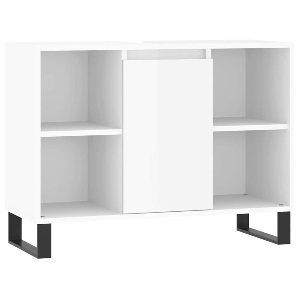 vidaXL Ντουλάπι Μπάνιου Γυαλ. Λευκό 80 x 33 x 60 εκ. από Επεξεργ. Ξύλο