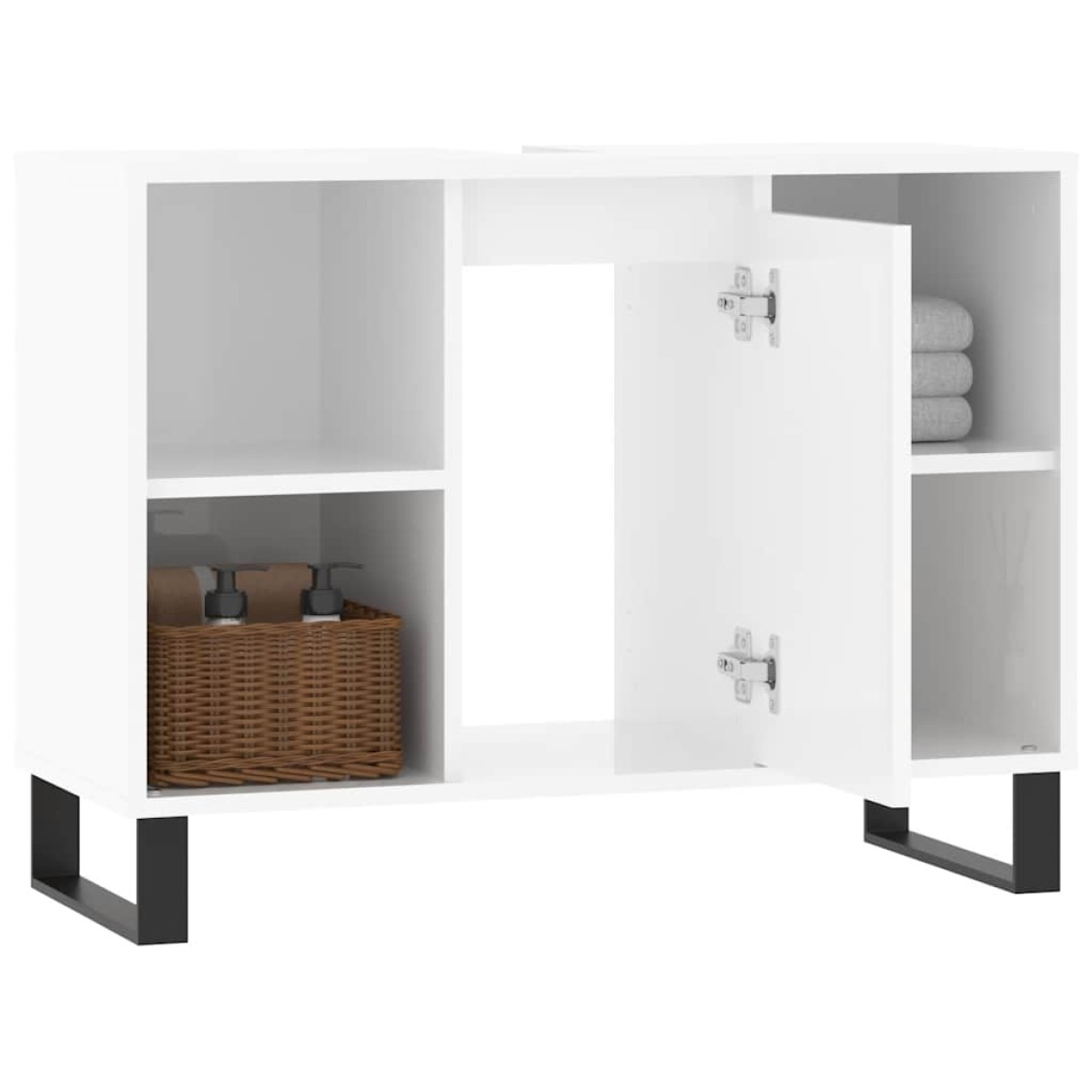 vidaXL Ντουλάπι Μπάνιου Γυαλ. Λευκό 80 x 33 x 60 εκ. από Επεξεργ. Ξύλο