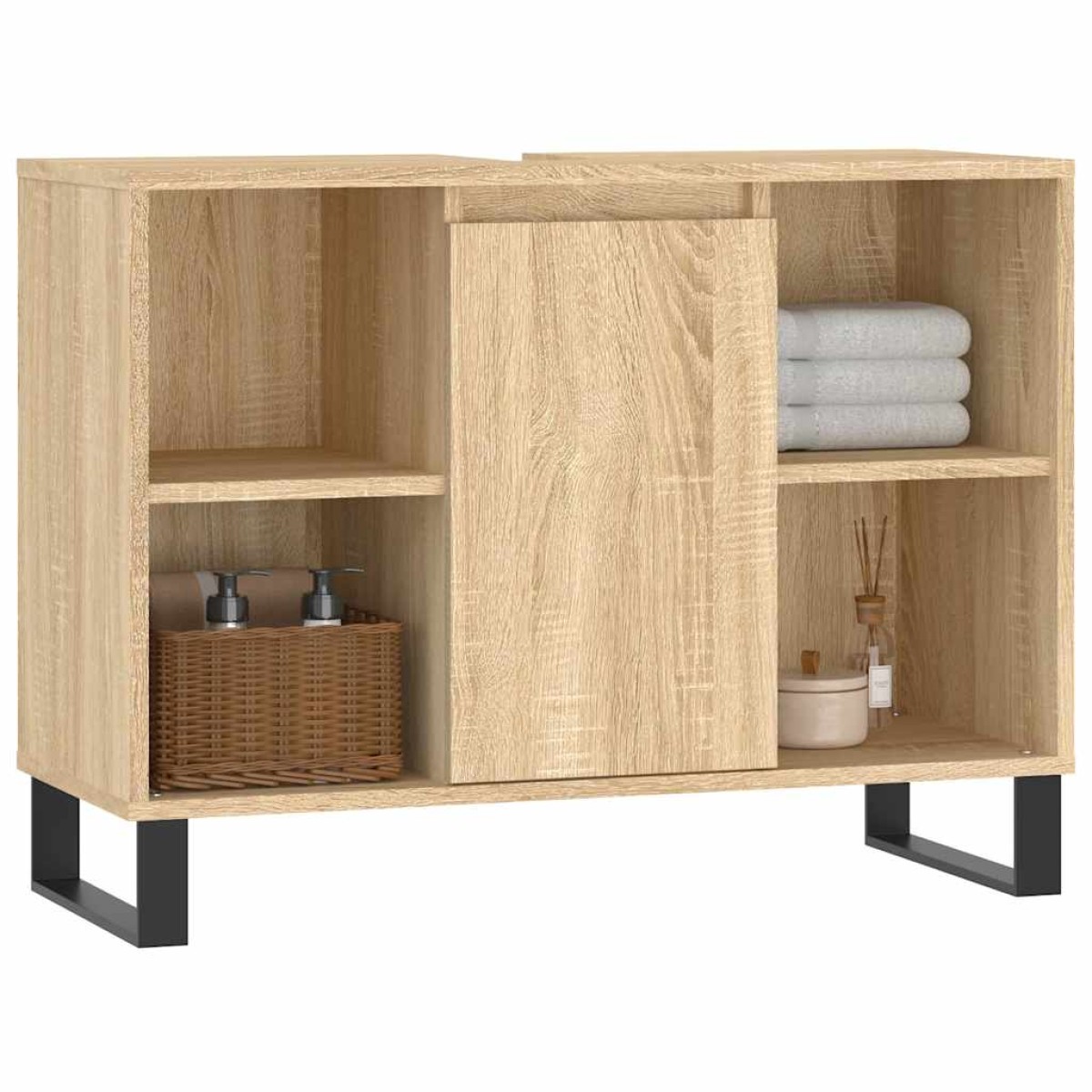 vidaXL Ντουλάπι Μπάνιου Sonoma Δρυς 80 x 33 x 60 εκ. από Επεξεργ. Ξύλο