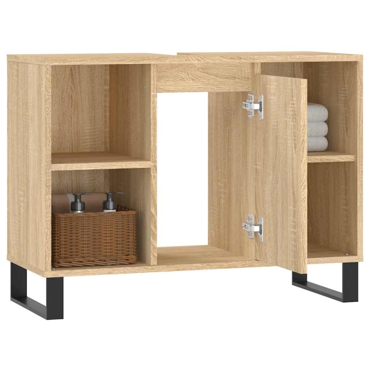 vidaXL Ντουλάπι Μπάνιου Sonoma Δρυς 80 x 33 x 60 εκ. από Επεξεργ. Ξύλο