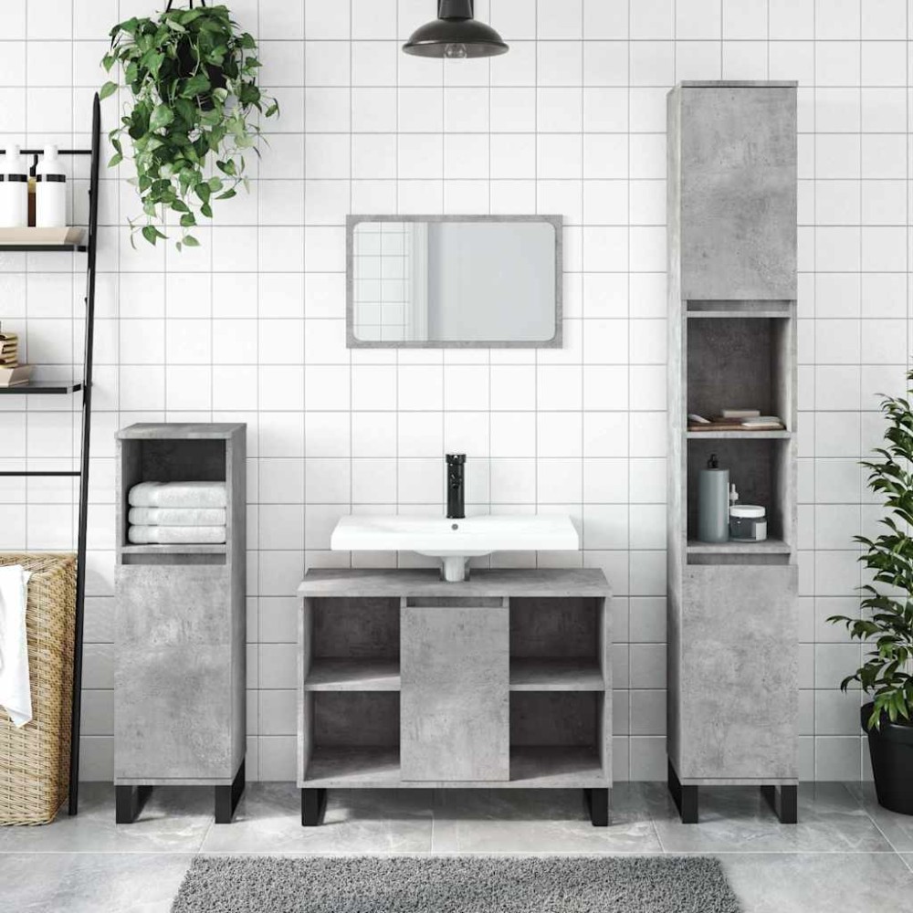 vidaXL Ντουλάπι Μπάνιου Γκρι Σκυροδέματος 80x33x60 εκ. Επεξ. Ξύλο