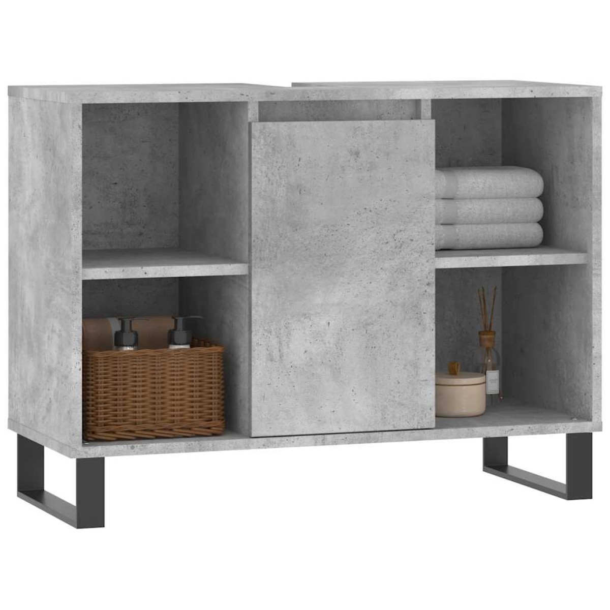 vidaXL Ντουλάπι Μπάνιου Γκρι Σκυροδέματος 80x33x60 εκ. Επεξ. Ξύλο