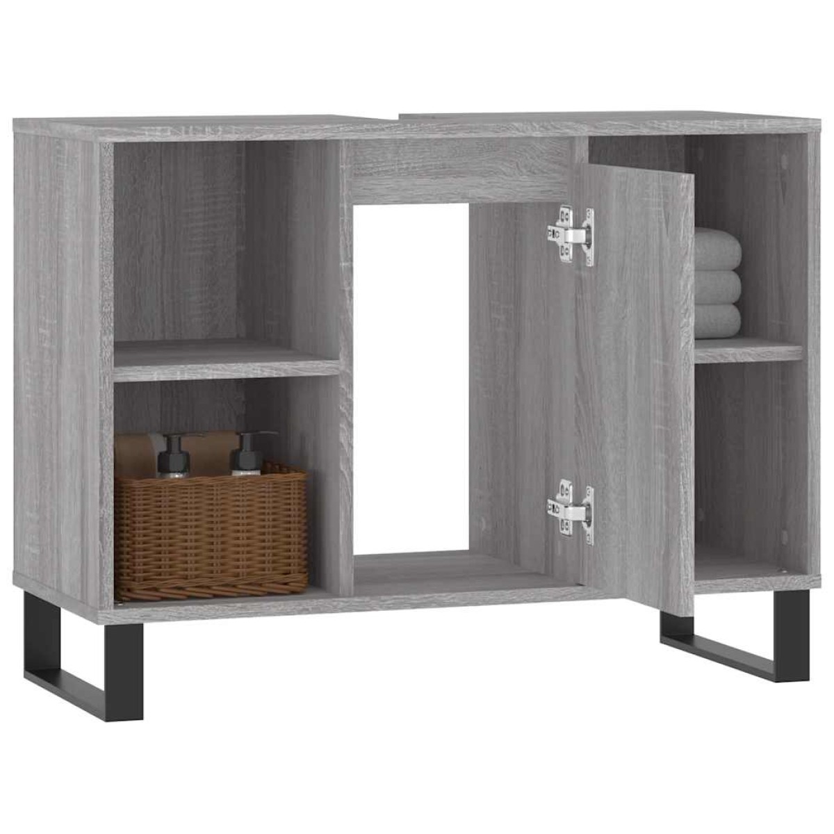 vidaXL Ντουλάπι Μπάνιου Γκρι Sonoma 80 x 33 x 60 εκ. από Επεξεργ. Ξύλο