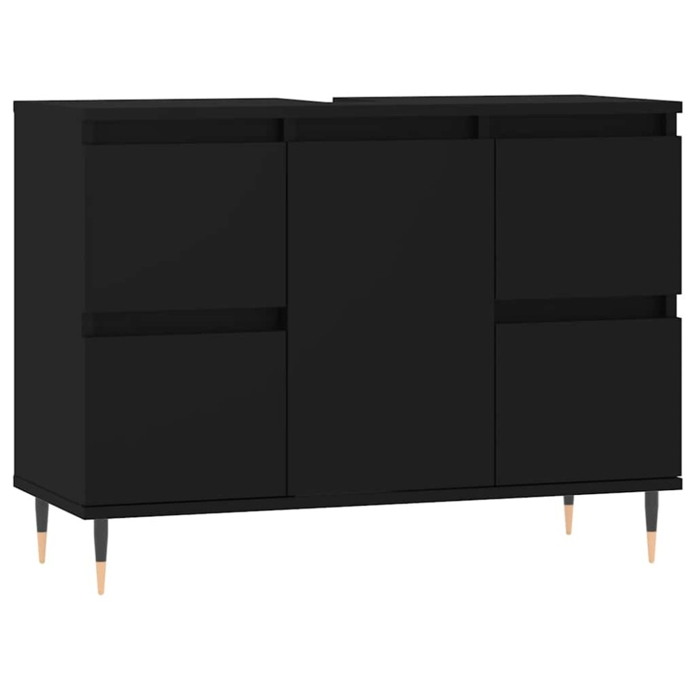 vidaXL Ντουλάπι Μπάνιου Μαύρο 80 x 33 x 60 εκ. από Επεξεργασμένο Ξύλο