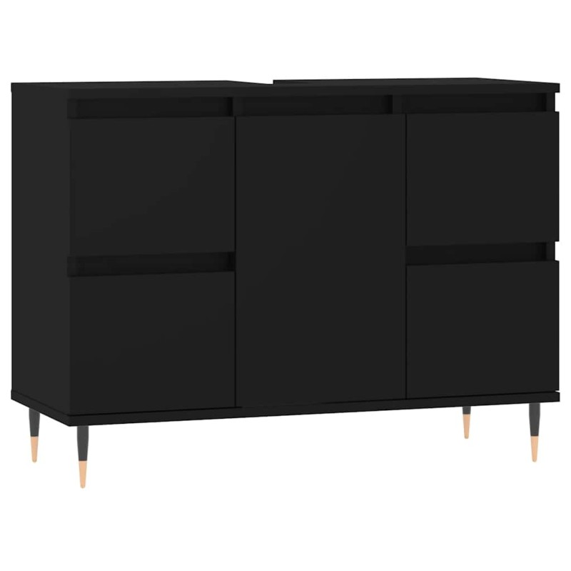 vidaXL Ντουλάπι Μπάνιου Μαύρο 80 x 33 x 60 εκ. από Επεξεργασμένο Ξύλο