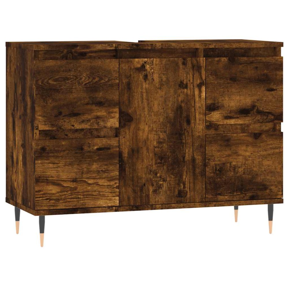 vidaXL Ντουλάπι Μπάνιου Καπνιστή Δρυς 80 x 33 x 60 εκ. Επεξεργ. Ξύλο