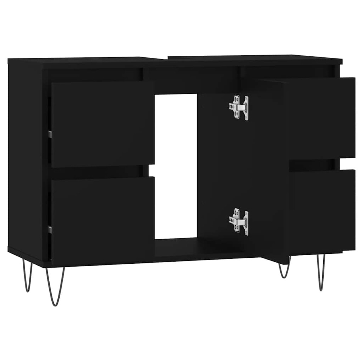 vidaXL Ντουλάπι Μπάνιου Μαύρο 80 x 33 x 60 εκ. από Επεξεργασμένο Ξύλο