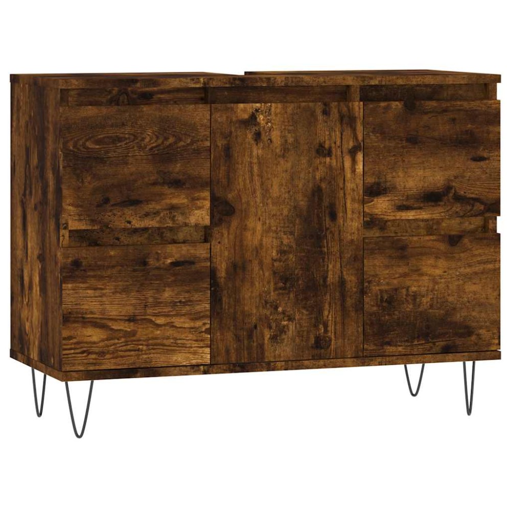 vidaXL Ντουλάπι Μπάνιου Καπνιστή Δρυς 80 x 33 x 60 εκ. Επεξεργ. Ξύλο