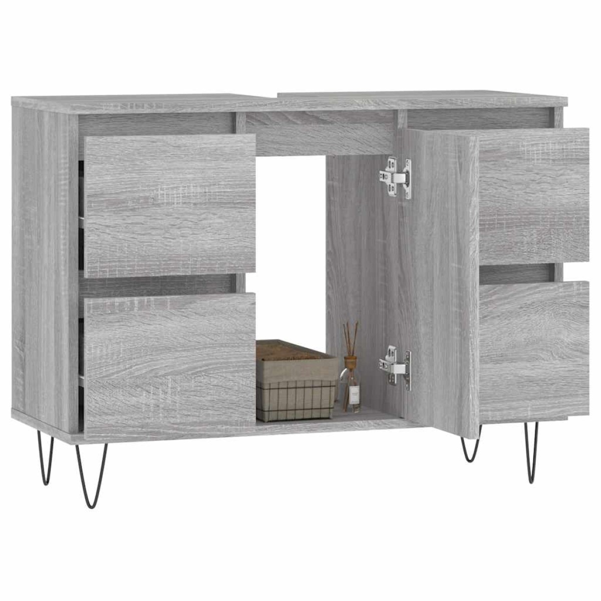 vidaXL Ντουλάπι Μπάνιου Γκρι Sonoma 80 x 33 x 60 εκ. από Επεξεργ. Ξύλο