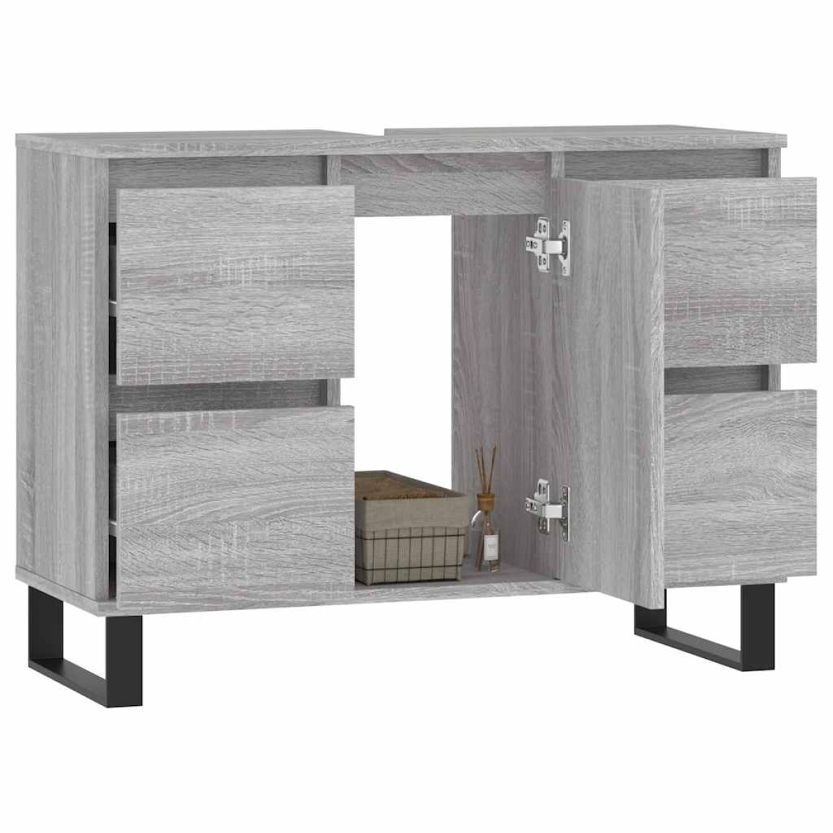 vidaXL Ντουλάπι Μπάνιου Γκρι Sonoma 80 x 33 x 60 εκ. από Επεξεργ. Ξύλο