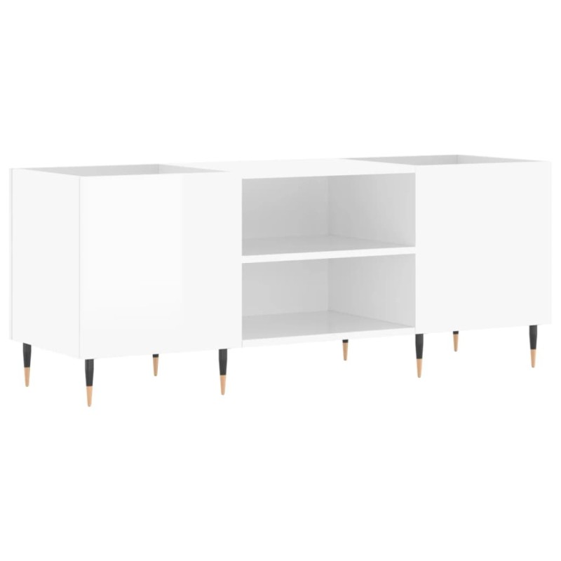vidaXL Δισκοθήκη Γυαλιστερή Λευκή 121x38x48 εκ. από Επεξεργασμένο Ξύλο