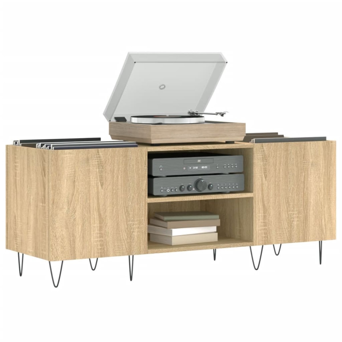 vidaXL Δισκοθήκη Sonoma Δρυς 121 x 38 x 48 εκ. από Επεξεργασμένο Ξύλο