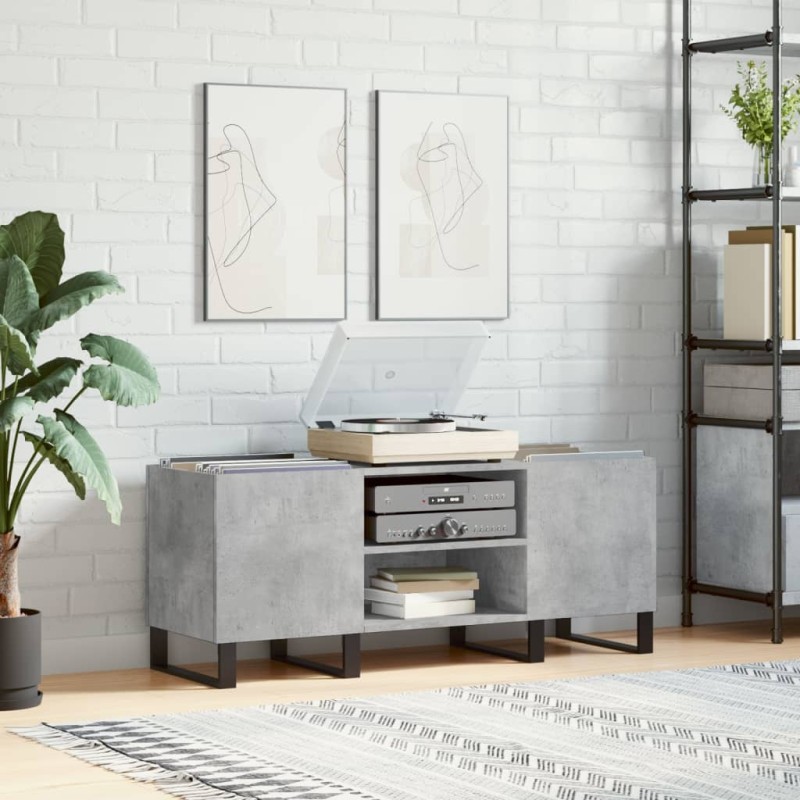 vidaXL Δισκοθήκη Γκρι Σκυροδέματος 121x38x48 εκ. Επεξεργασμένο Ξύλο