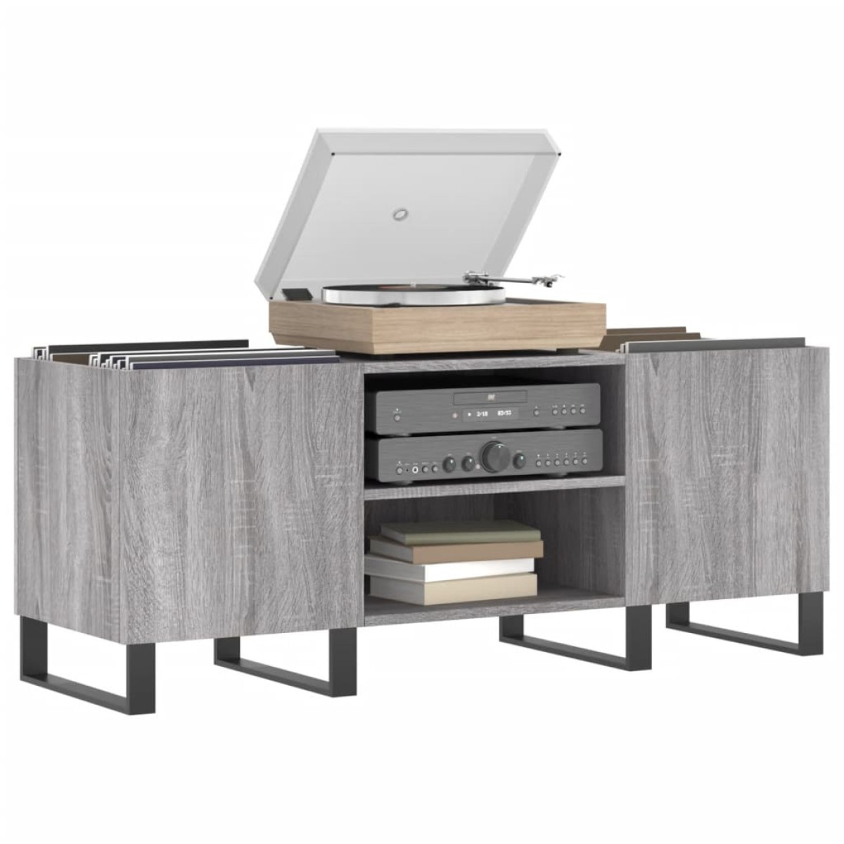 vidaXL Δισκοθήκη Γκρι Sonoma 121 x 38 x 48 εκ. από Επεξεργασμένο Ξύλο