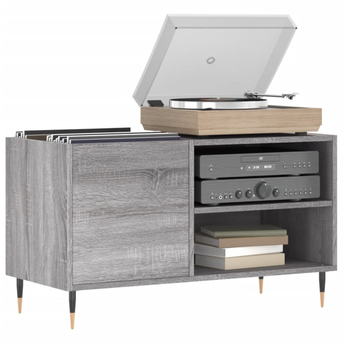 vidaXL Δισκοθήκη Γκρι Sonoma 85 x 38 x 48 εκ. από Επεξεργασμένο Ξύλο