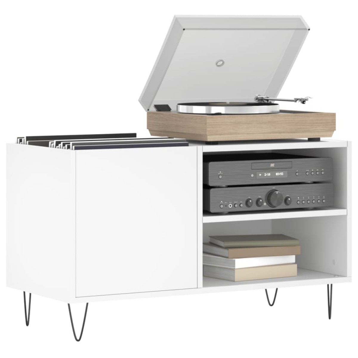 vidaXL Δισκοθήκη Λευκή 85 x 38 x 48 εκ. από Επεξεργασμένο Ξύλο
