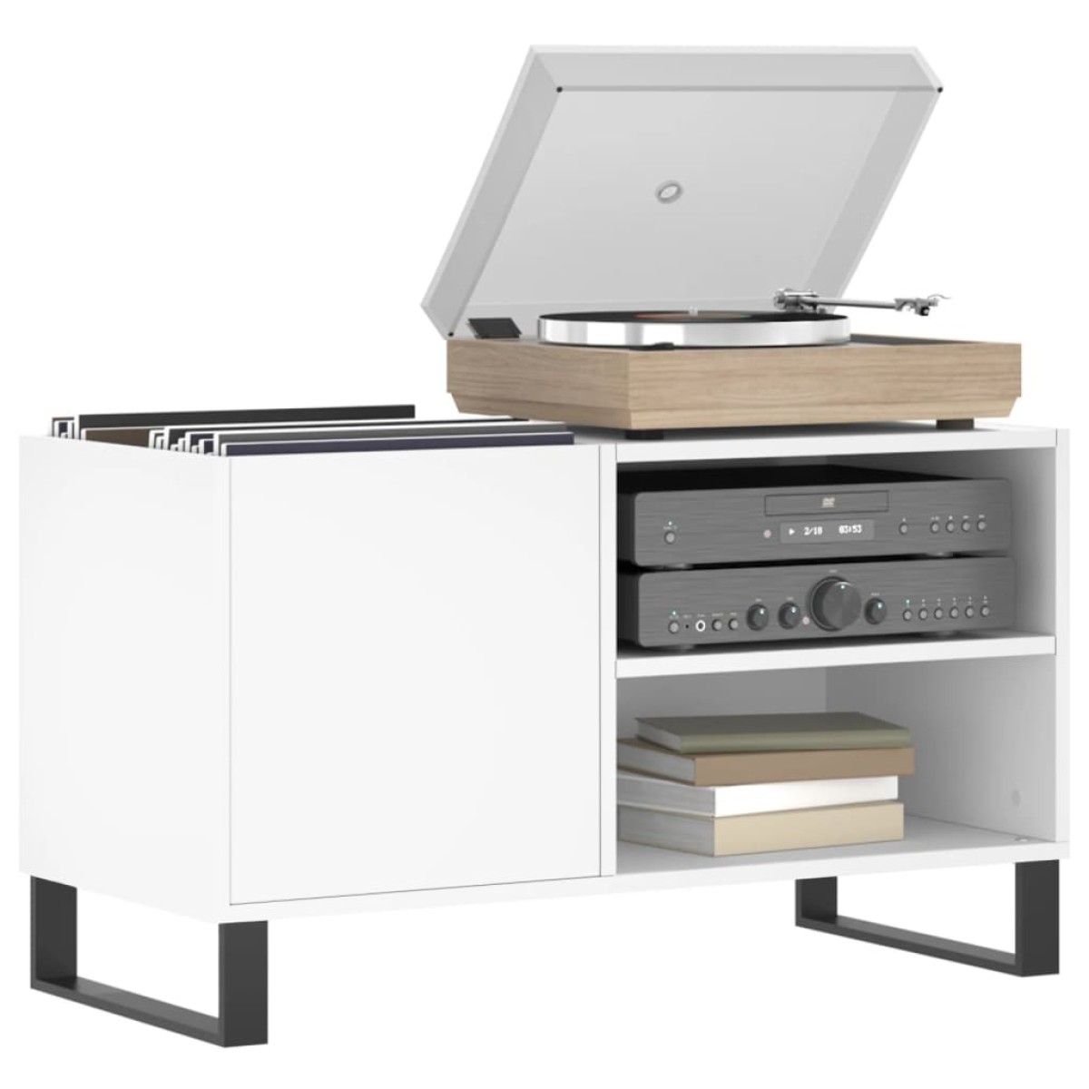 vidaXL Δισκοθήκη Λευκή 85 x 38 x 48 εκ. από Επεξεργασμένο Ξύλο