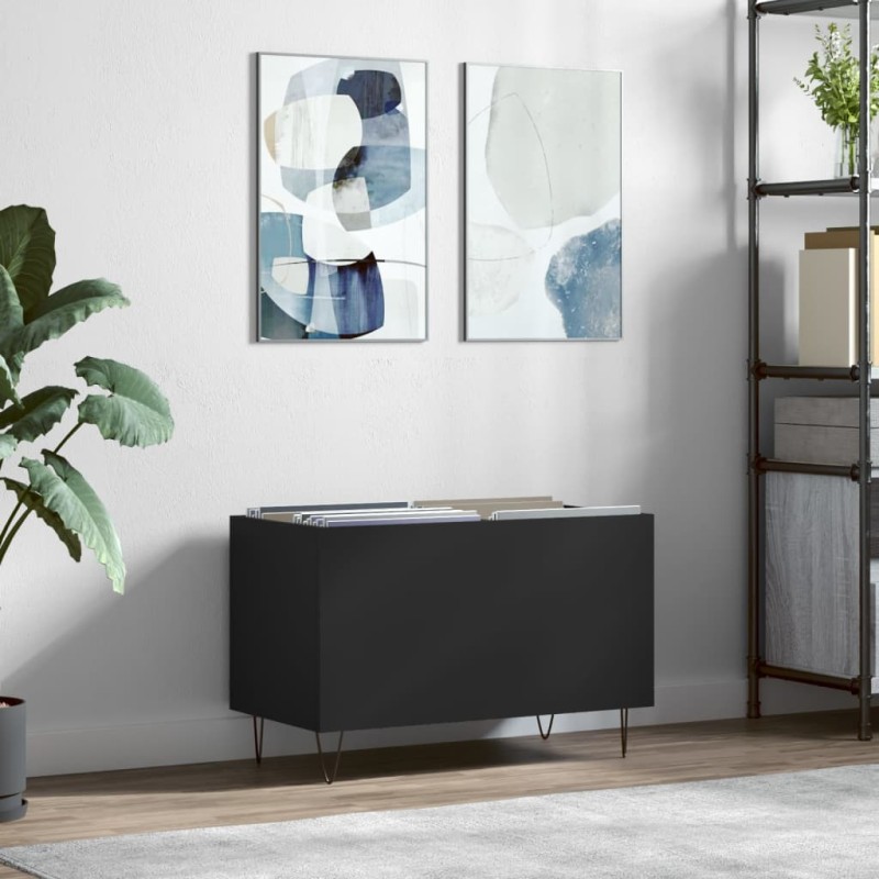 vidaXL Δισκοθήκη Μαύρη 74,5 x 38 x 48 εκ. από Επεξεργασμένο Ξύλο