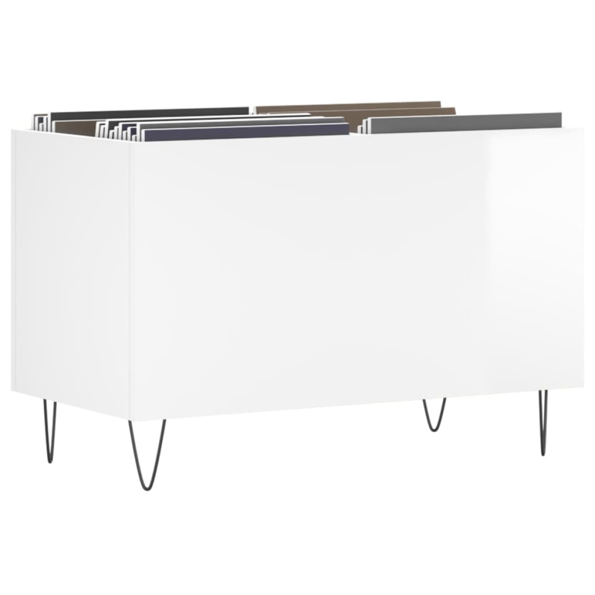 vidaXL Δισκοθήκη Γυαλιστερή Λευκή 74,5x38x48 εκ. Επεξεργασμένο Ξύλο