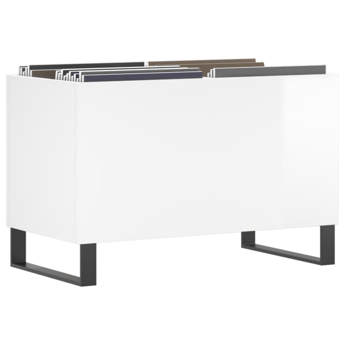 vidaXL Δισκοθήκη Γυαλιστερή Λευκή 74,5x38x48 εκ. Επεξεργασμένο Ξύλο