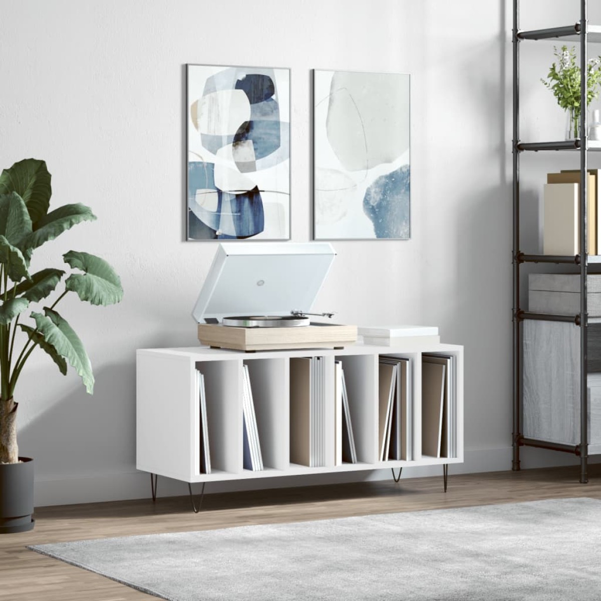 vidaXL Έπιπλο Δίσκων Λευκό 100 x 38 x 48 εκ. από Επεξεργασμένο Ξύλο