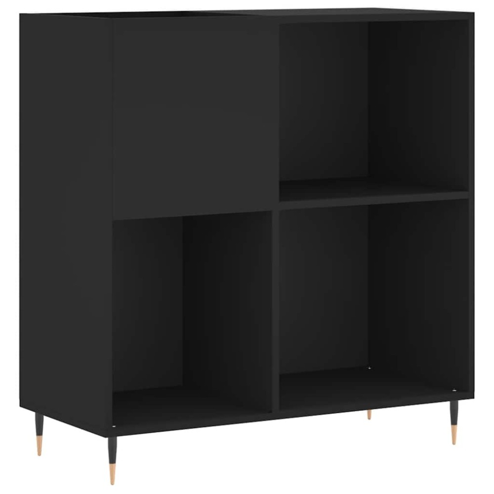 vidaXL Δισκοθήκη Μαύρη 84,5 x 38 x 89 εκ. από Επεξεργασμένο Ξύλο