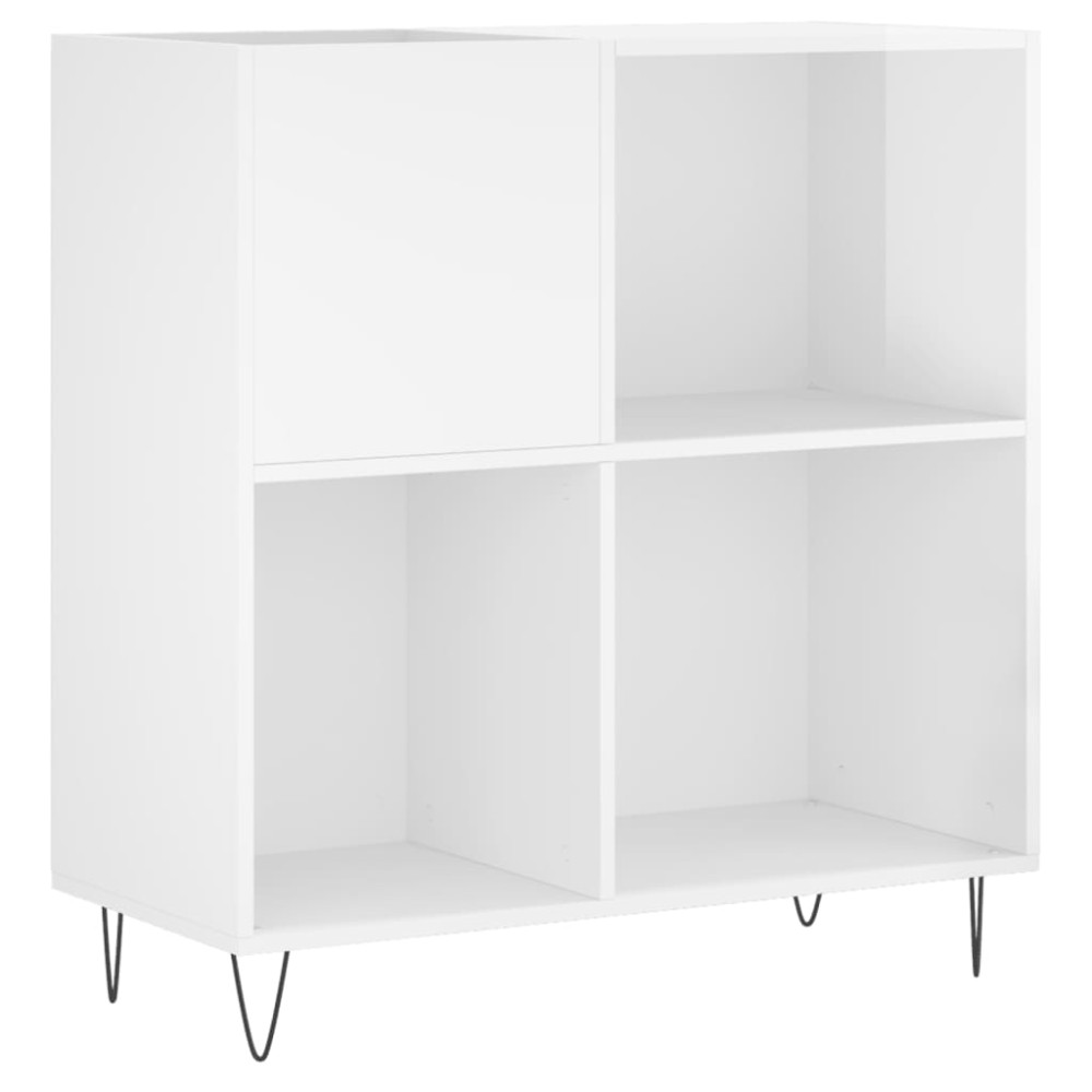 vidaXL Δισκοθήκη Γυαλιστερή Λευκή 84,5 x 38x 89 εκ. από Επεξεργ. Ξύλο