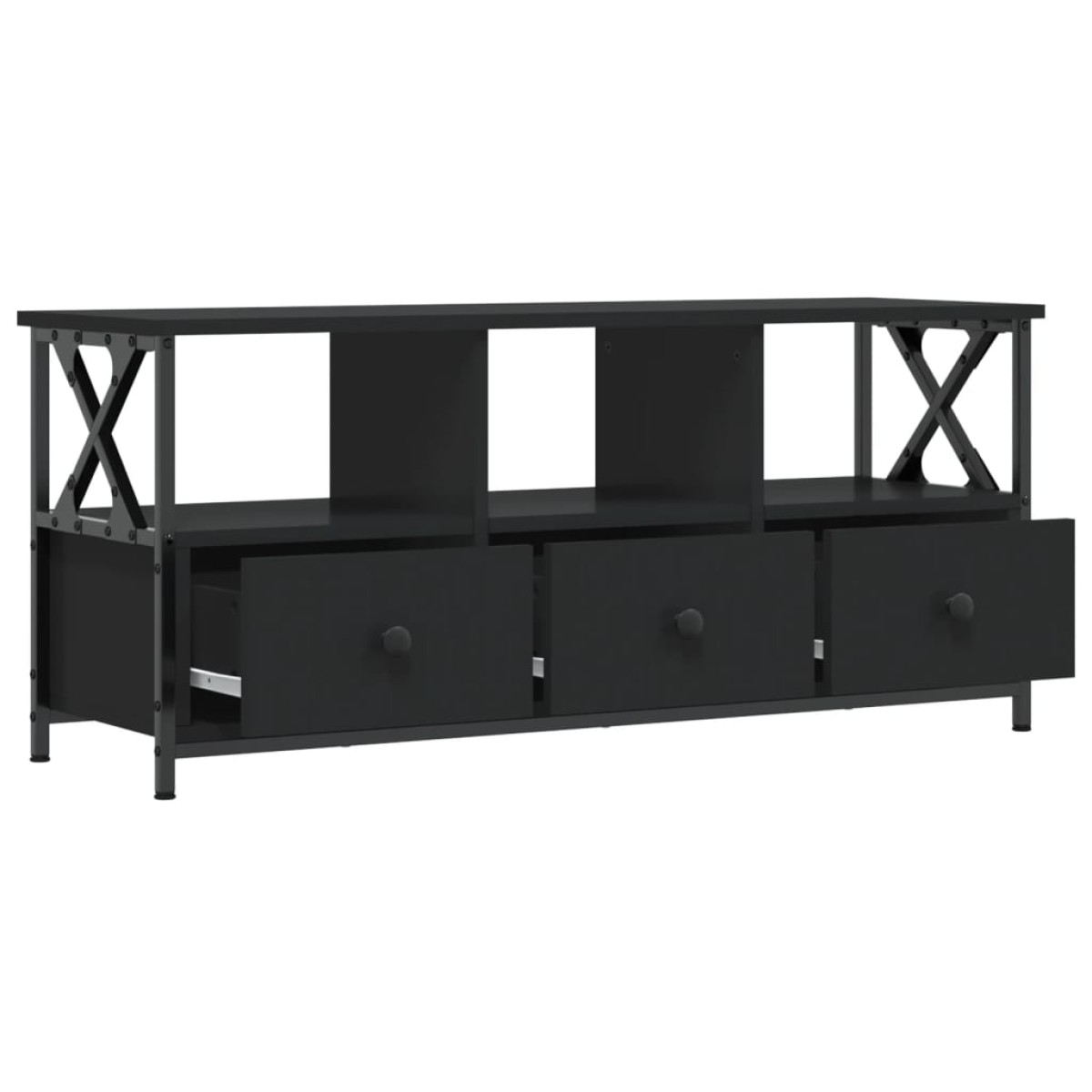 vidaXL Έπιπλο Τηλεόρασης Μαύρο 102x33x45 εκ. Επεξεργασμένο Ξύλο/Σίδερο