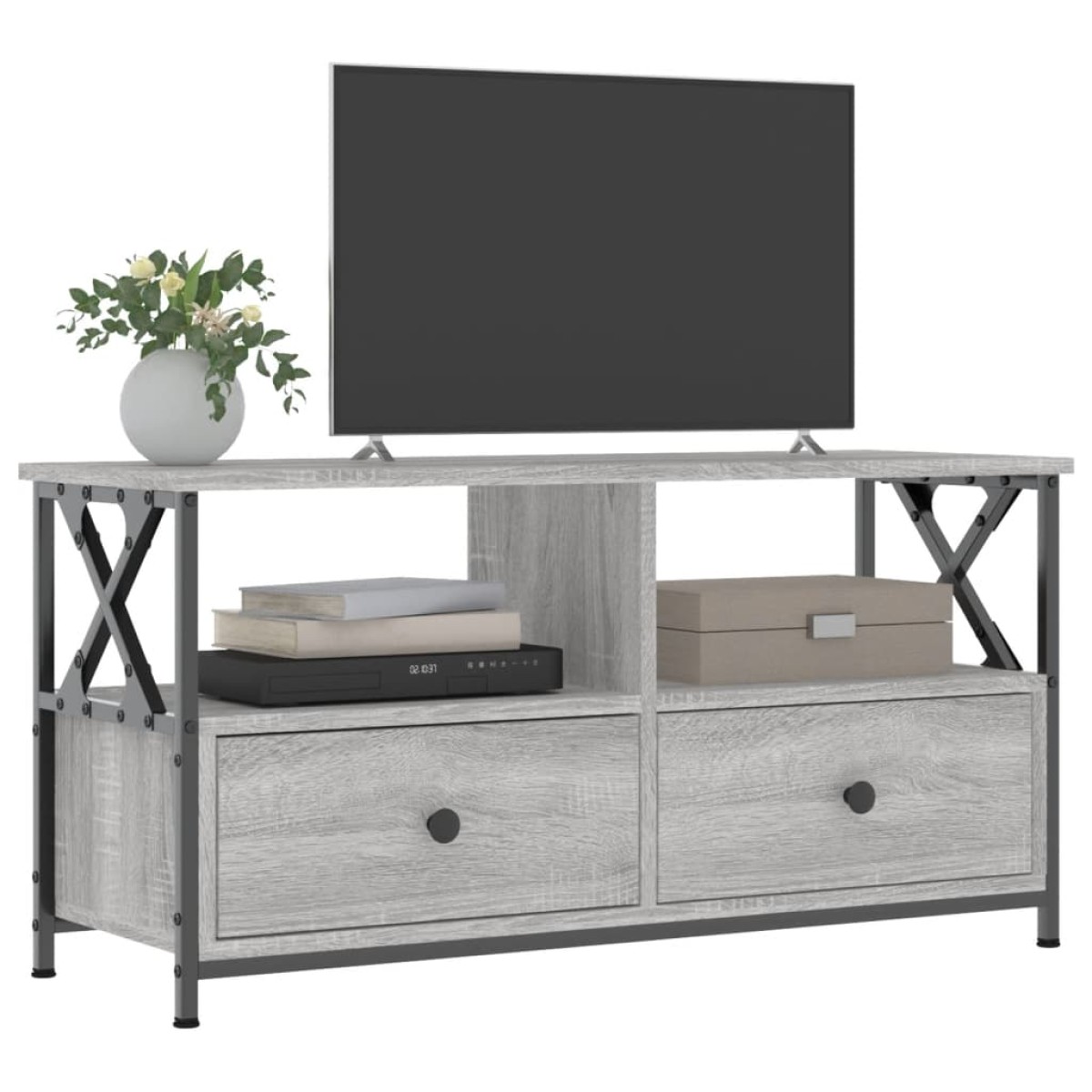 vidaXL Έπιπλο Τηλεόρασης Sonoma Γκρι 90x33x45 εκ. Επεξ. Ξύλο/Σίδερο