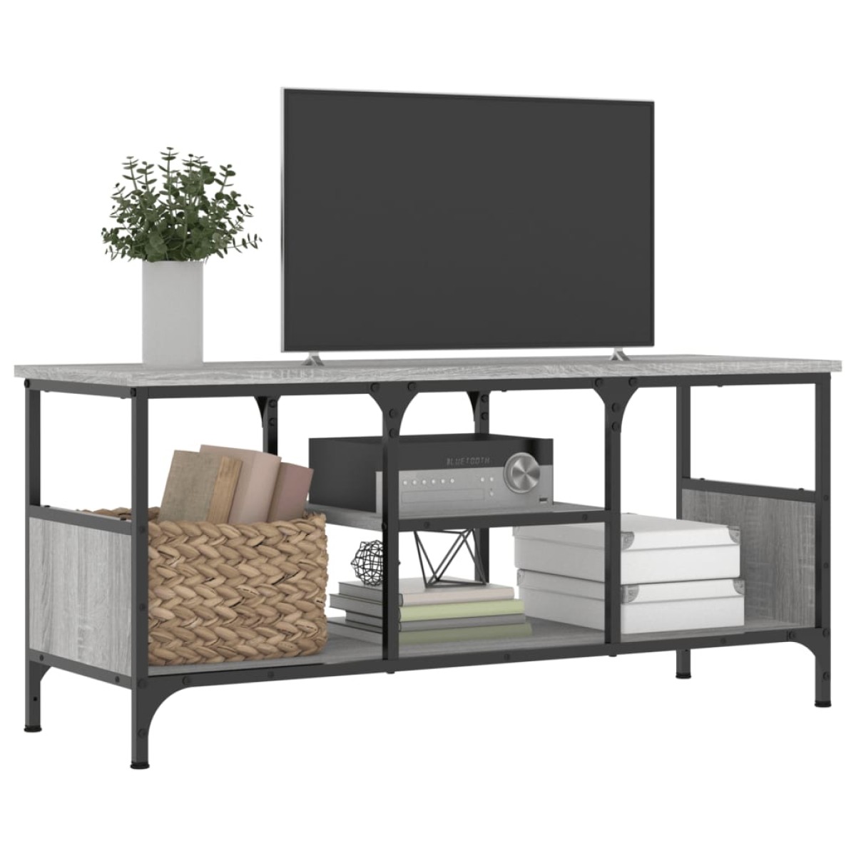vidaXL Έπιπλο Τηλεόρασης Sonoma Γκρι 100x35x45 εκ. Επεξ. Ξύλο/Σίδερο