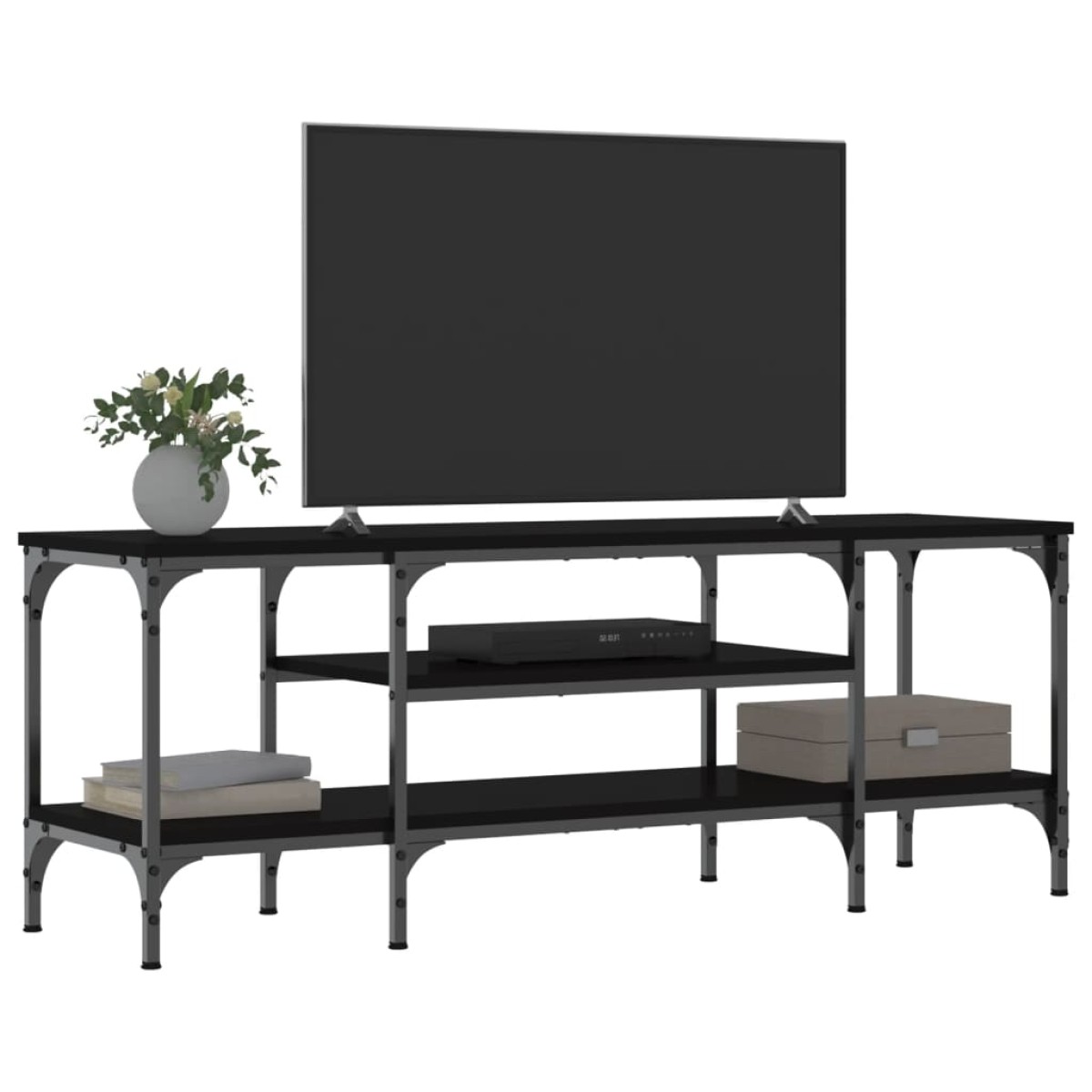 vidaXL Έπιπλο Τηλεόρασης Μαύρο 121 x 35 x 45 εκ. Επεξεργ. Ξύλο/Σίδερο