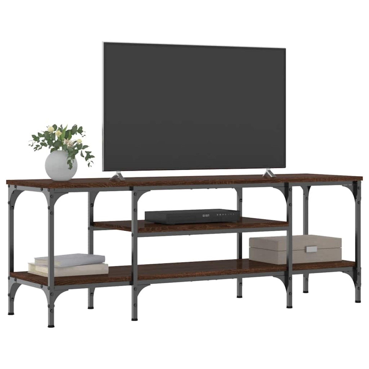 vidaXL Έπιπλο Τηλεόρασης Καφέ Δρυς 121x35x45 εκ. Επεξ. Ξύλο/Σίδερο
