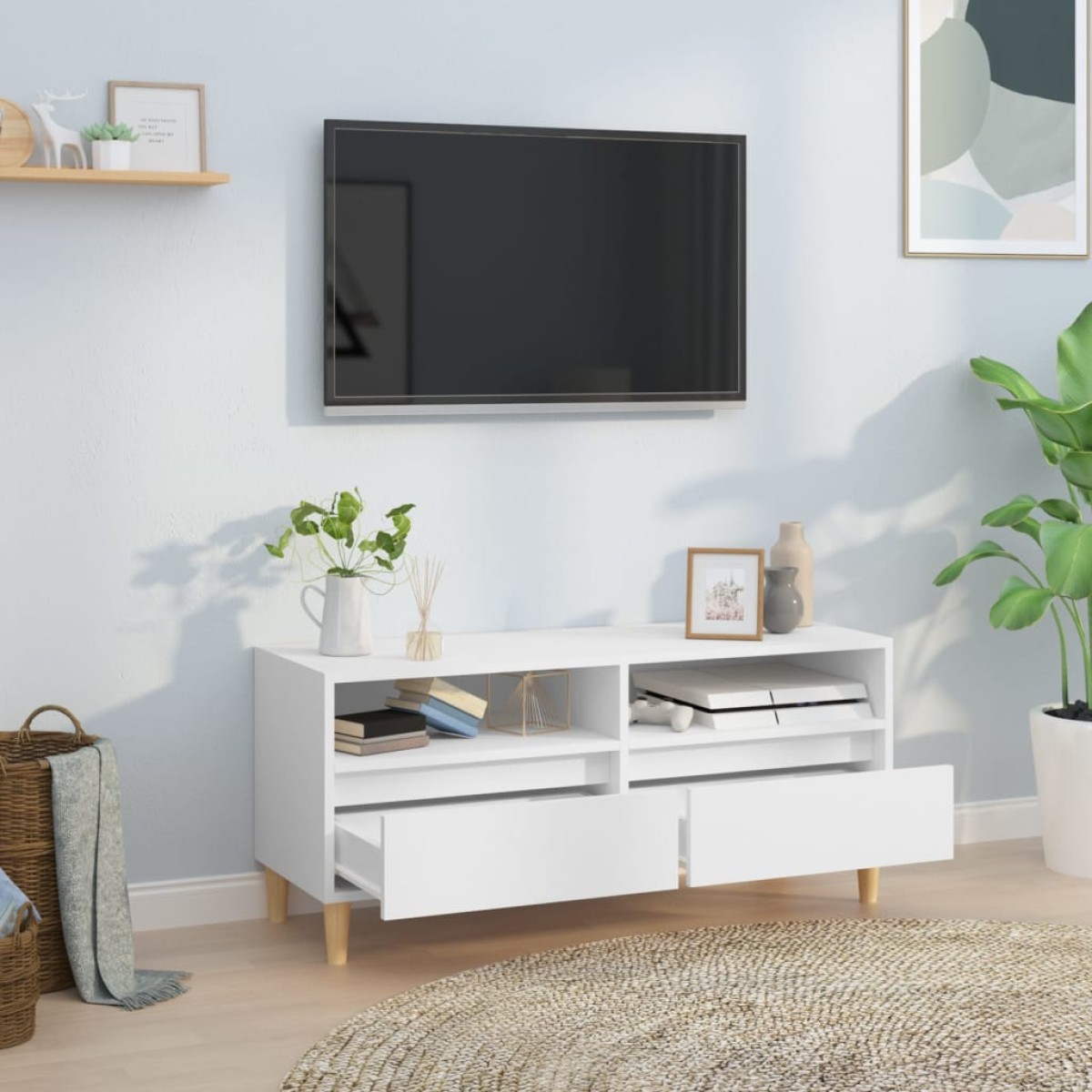 vidaXL Έπιπλο Τηλεόρασης Λευκό 100x34,5x44,5 εκ. Επεξεργασμένο Ξύλο