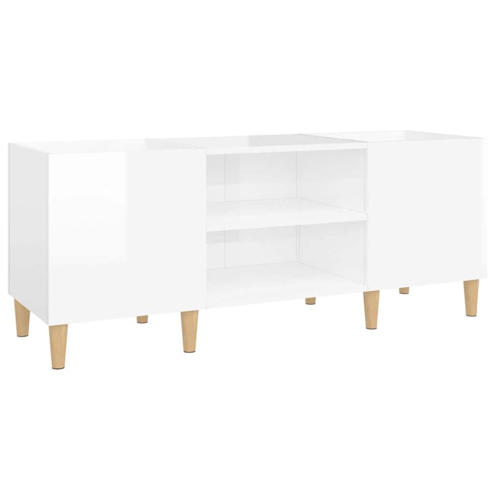 vidaXL Δισκοθήκη Γυαλιστερή Λευκή 121x38x48 εκ. από Επεξεργασμένο Ξύλο