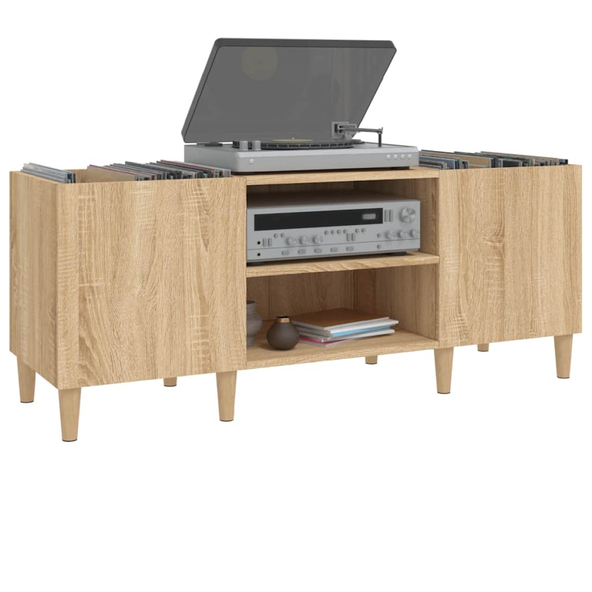 vidaXL Δισκοθήκη Sonoma Δρυς 121 x 38 x 48 εκ. από Επεξεργασμένο Ξύλο