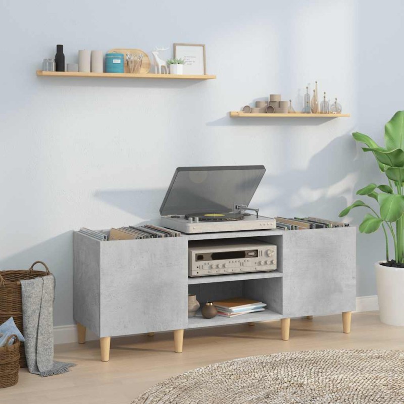 vidaXL Δισκοθήκη Γκρι Σκυροδέματος 121x38x48 εκ. Επεξεργασμένο Ξύλο