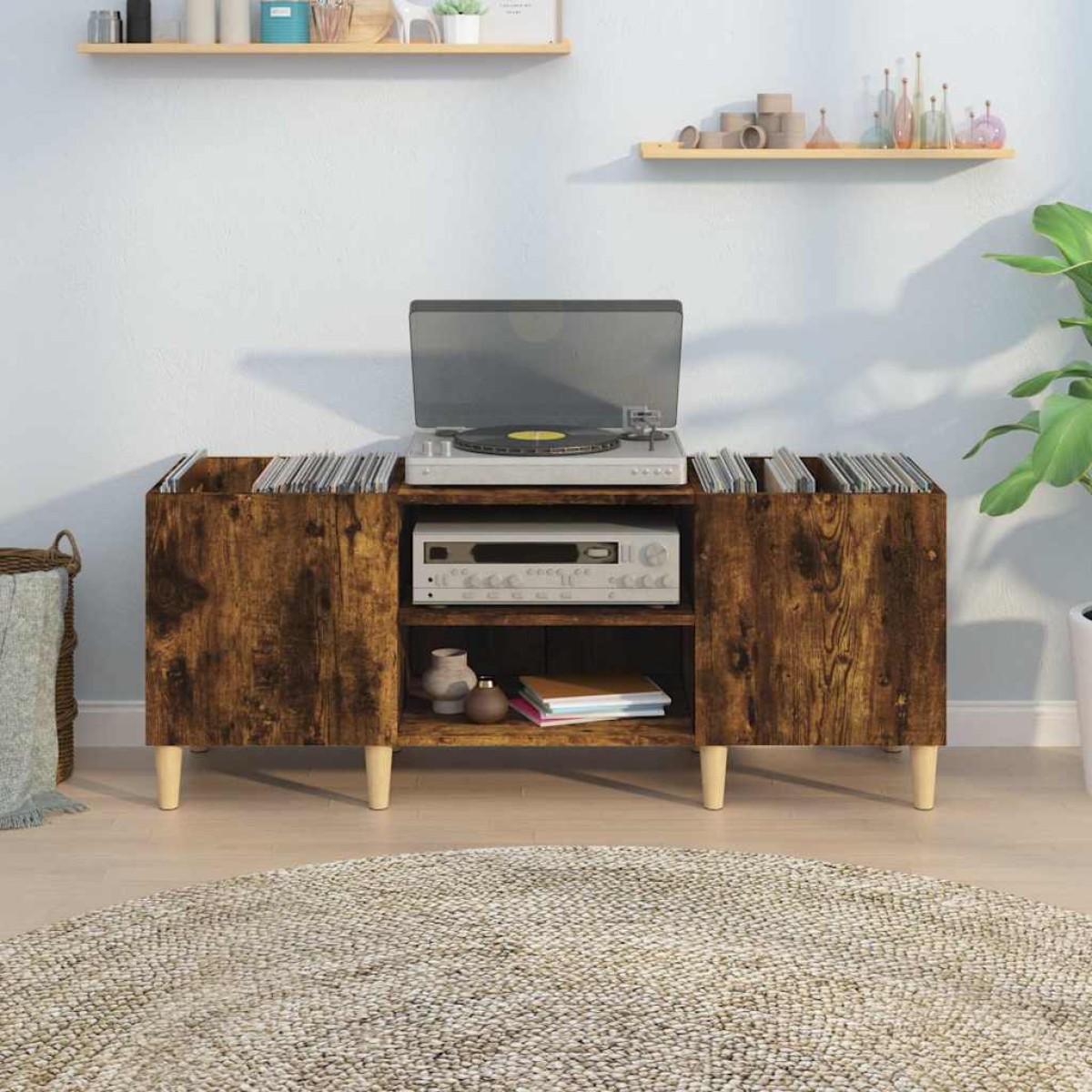 vidaXL Δισκοθήκη Καπνιστή Δρυς 121x38x48 εκ. από Επεξεργασμένο Ξύλο