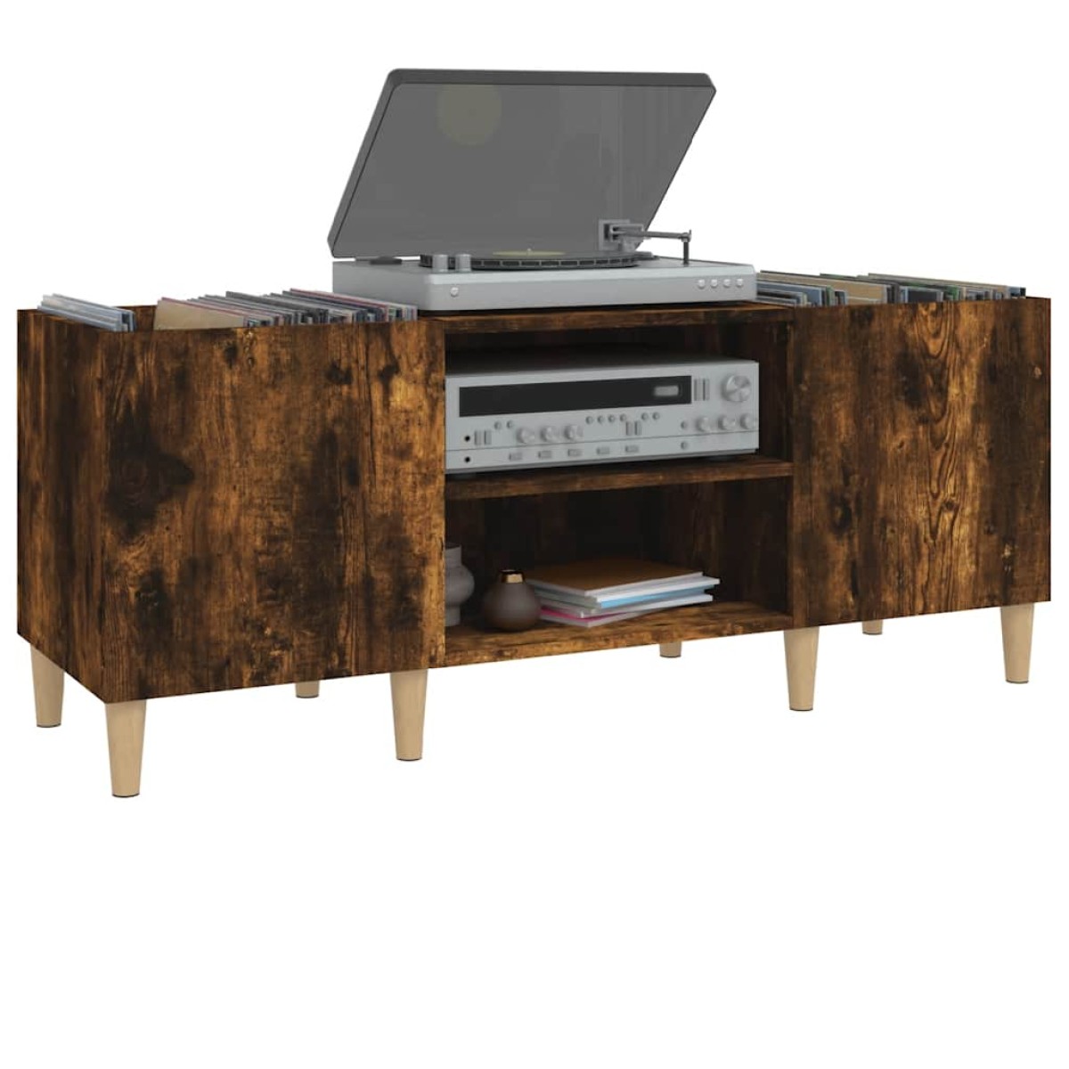 vidaXL Δισκοθήκη Καπνιστή Δρυς 121x38x48 εκ. από Επεξεργασμένο Ξύλο