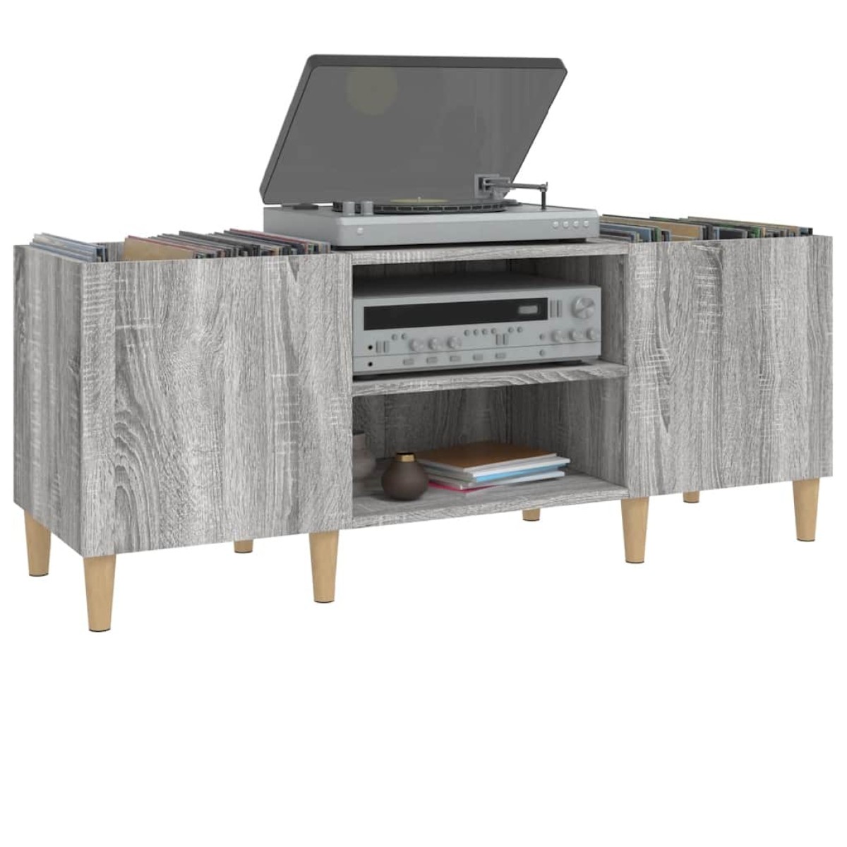 vidaXL Δισκοθήκη Γκρι Sonoma 121 x 38 x 48 εκ. από Επεξεργασμένο Ξύλο