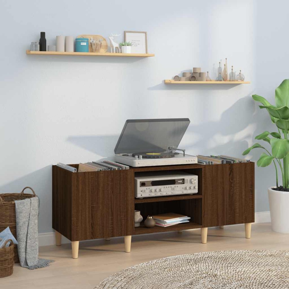 vidaXL Δισκοθήκη Καφέ Δρυς 121 x 38 x 48 εκ. από Επεξεργασμένο Ξύλο