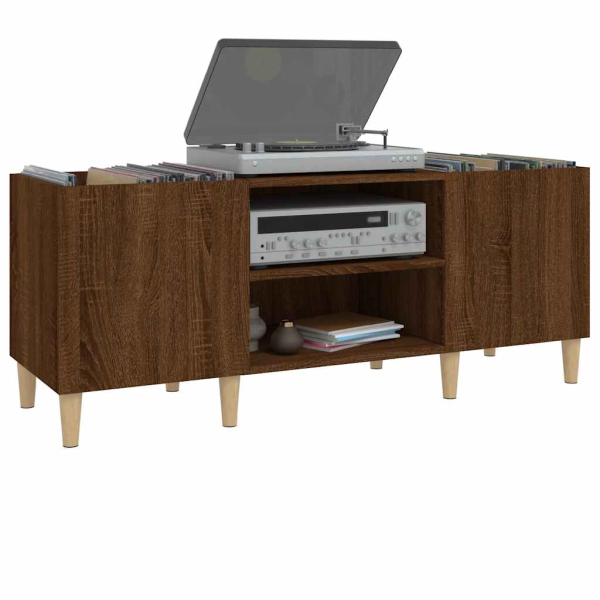 vidaXL Δισκοθήκη Καφέ Δρυς 121 x 38 x 48 εκ. από Επεξεργασμένο Ξύλο