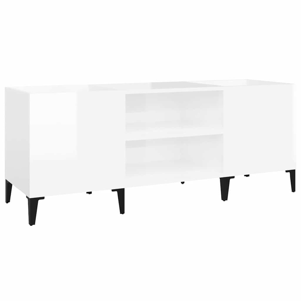 vidaXL Δισκοθήκη Γυαλιστερή Λευκή 121x38x48 εκ. από Επεξεργασμένο Ξύλο