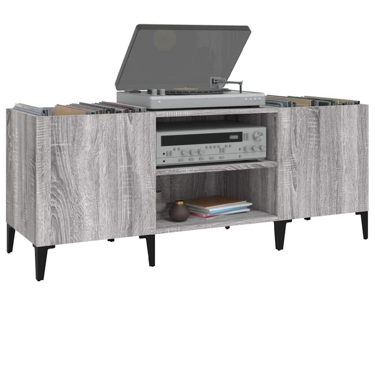 vidaXL Δισκοθήκη Γκρι Sonoma 121 x 38 x 48 εκ. από Επεξεργασμένο Ξύλο